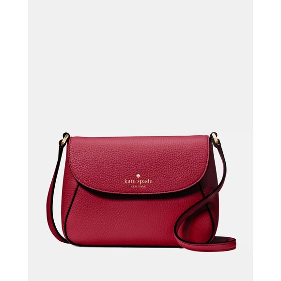 New Kate Spade Monica Small Flap Crossbody bag Pebble Leather Red Jam - Picture 2 of 6